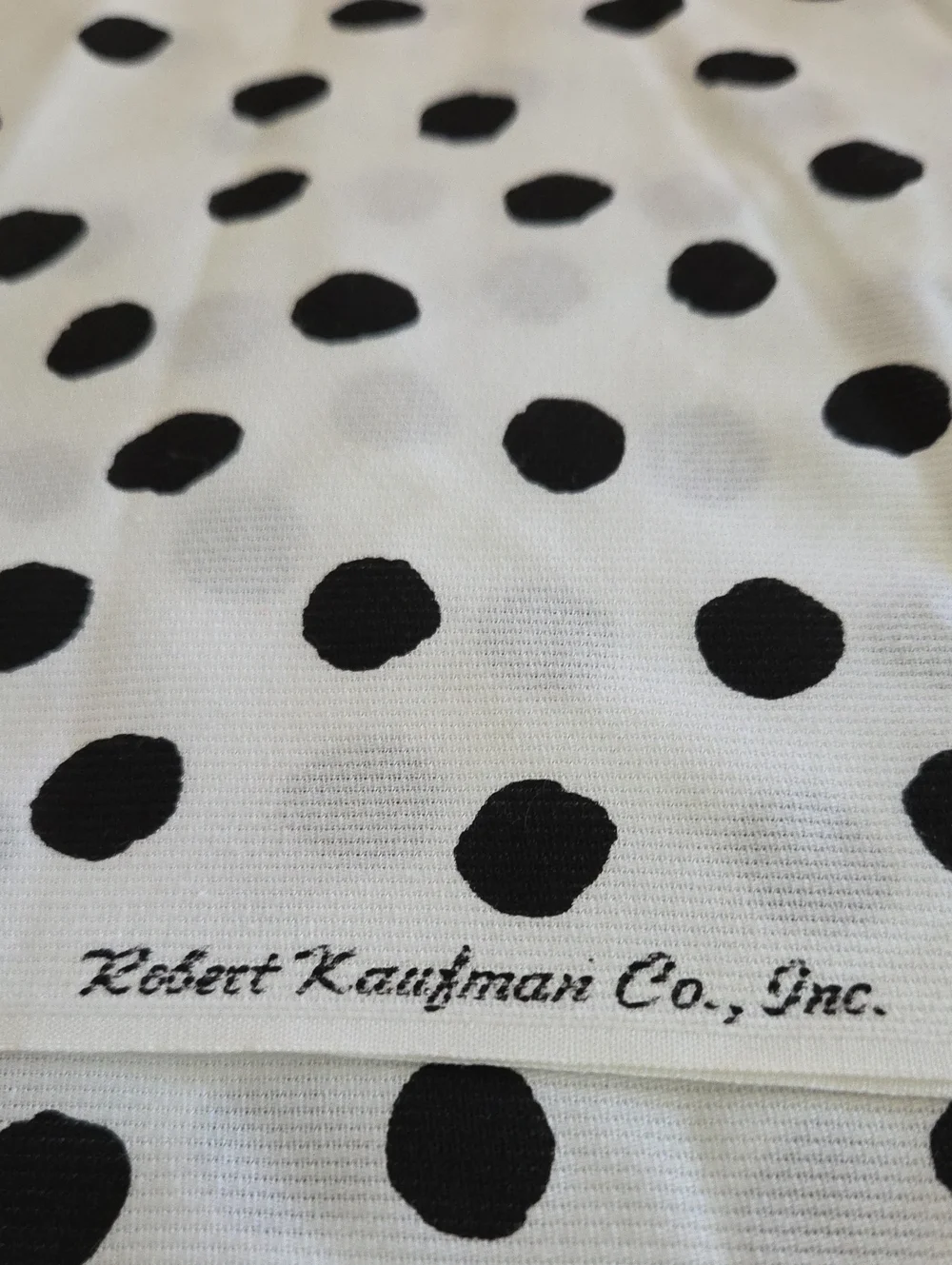 Robert Kaufman Company, Inc. Black & White Polka Dot Blended Sewn Fabric 2.1yds
